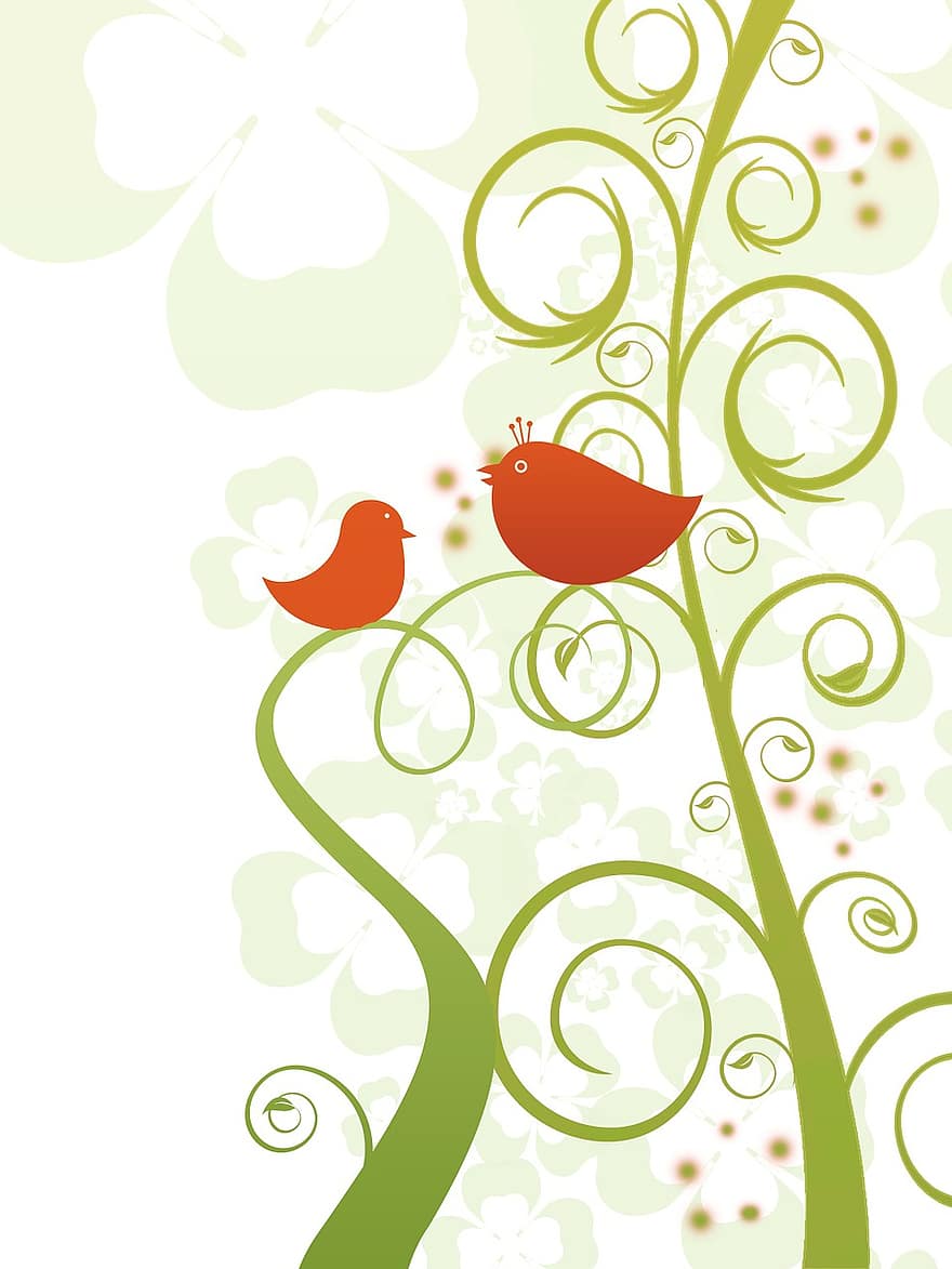 uccello, cinguettio, Tweet, amore, romanza, cartolina, ramo, gambo, biglietto d'auguri, natura, astratto