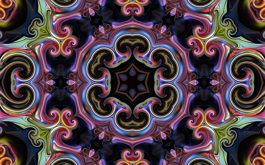 mandala, patroon, symmetrie, kolken, ronddraaien, spiraal, abstract, achtergrond, behang, roosvenster, rozet