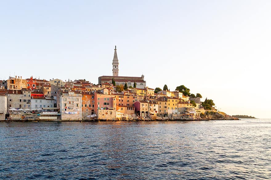 rovinj, Kroatië, Adriatisch, stad-, water, architectuur, toren, kerk, reizen, bestemming, zomer