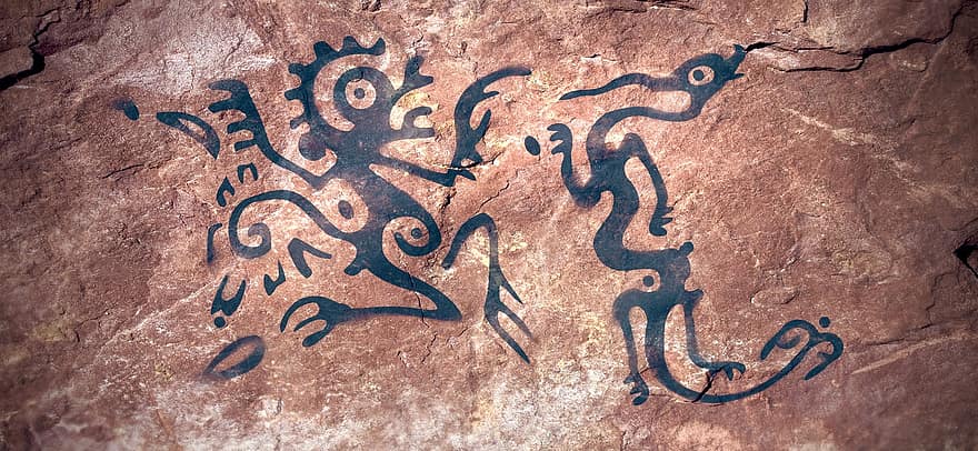Cave Paintings, Pictogram, Figures, Rock, Wall, Drawing, Stone, Mystical, Mysterious, Fantastic, Surreal