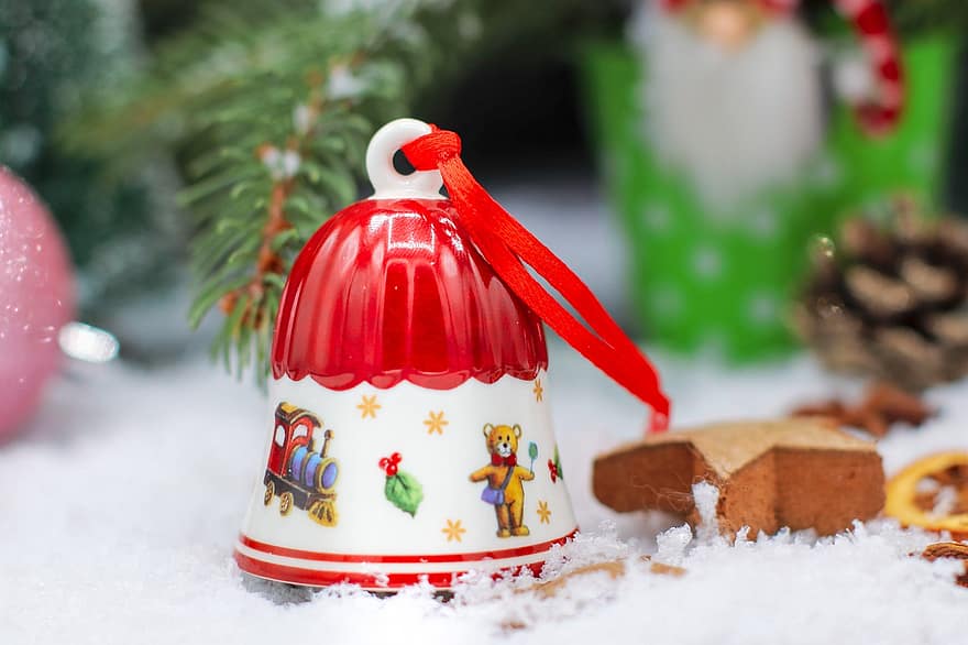 Christmas, Christmas Motif, Bell, Santa Claus, Decoration, Holiday, Traditional, Season, Snow