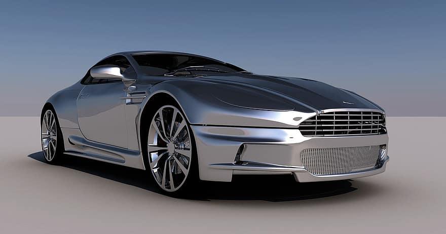 Aston Martin, bil, sportbil, lyxbil, fordon, bil-, bilkropp, design, metallisk, 3d