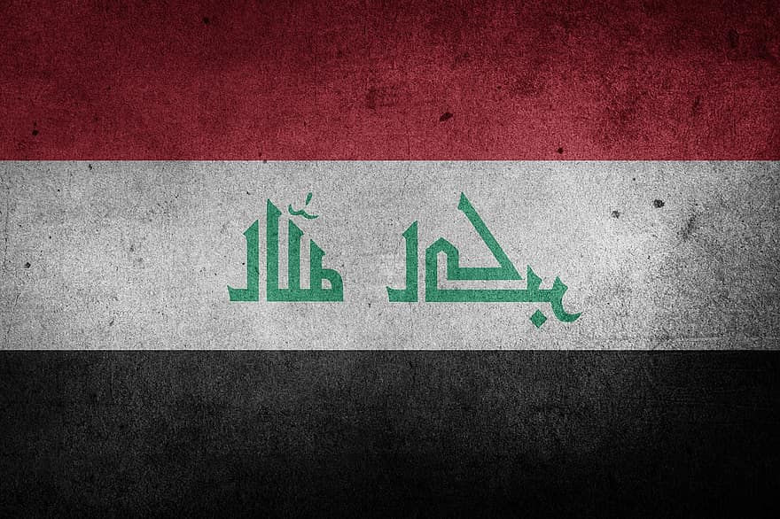 Irāka, karogs, Nacionālais karogs, grunge, tauta