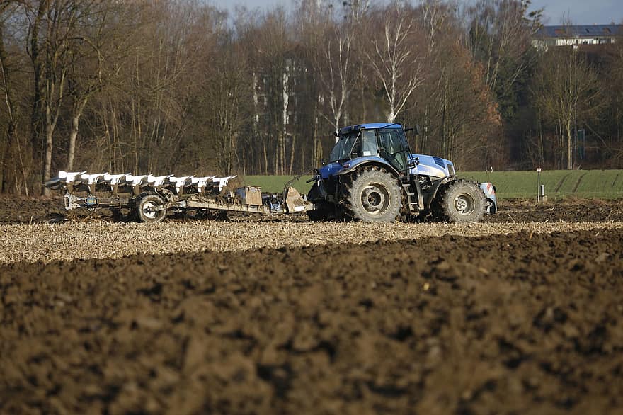 traktor, zpracování půdy, pole, půda, pluh, zemědělství, hospodařit, venkovské scény, pracovní, špína, zemědělské stroje