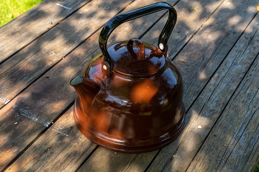 Kettle, Retro, Container, wood, teapot, old-fashioned, single object, table, close-up, crockery, cultures