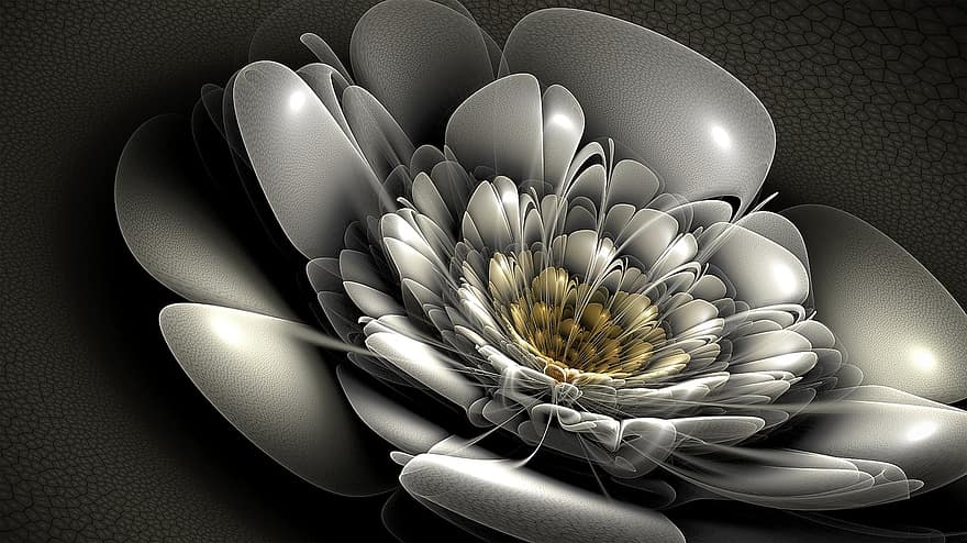 fractal, zilver, bloem, bloeien, bloemen, fractal kunst