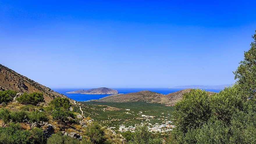 Kréta, Görögország, ég, tenger, sziget, légi felvétel, tájkép