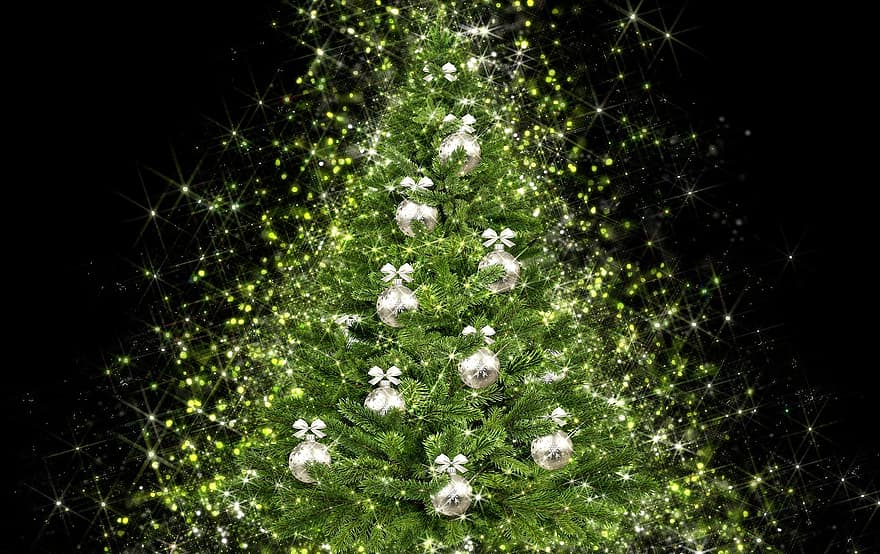 karácsonyfa, Karácsony, dekoráció, ünneplés, fa, karácsony, ünnep, dekoratív, szikra, zöld fa, fekete fa