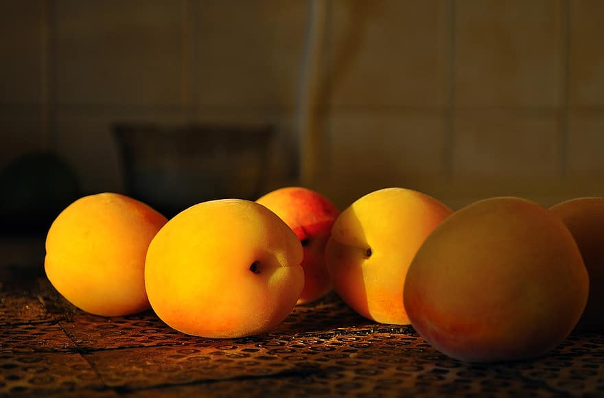 abrikoser, frugter, køkken, frugt, friskhed, mad, tæt på, gul, moden, sund kost, organisk