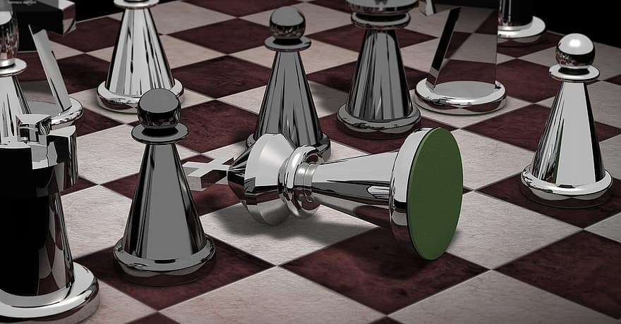 checkmated, szachy, dane, król, dama, strategia, szachownica, grać, koń, 3d, wykonanie