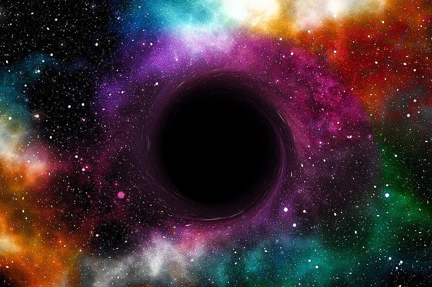 Черна дупка, галактика, наука, пространство, фантазия, напред, планета, частици, вселена, заден план, физика