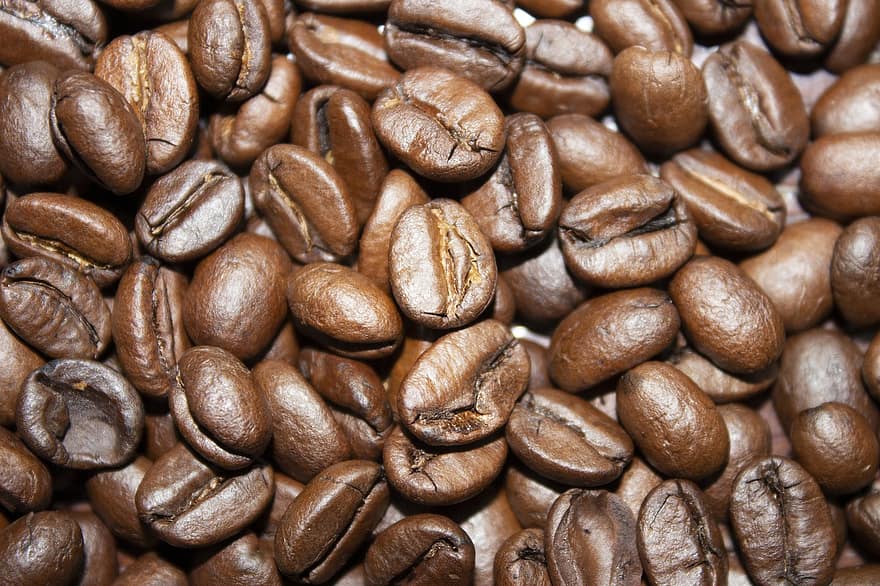kaffe, bönor, brun, rostad, rostade kaffebönor, kaffebönor, koffein, arom