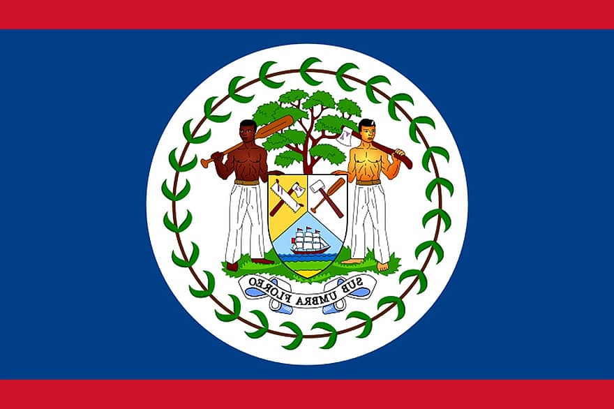 Belize, drapeau, terre, blason, personnages