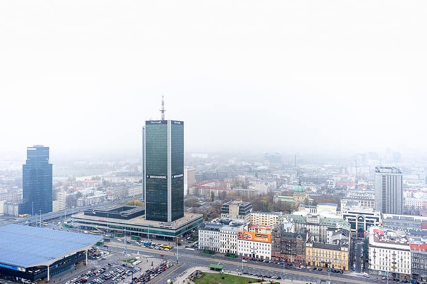 Puola, kaupunki, Varsova, siluetti, pilvenpiirtäjät, tornit, arkkitehtuuri, kaupunkikuvan