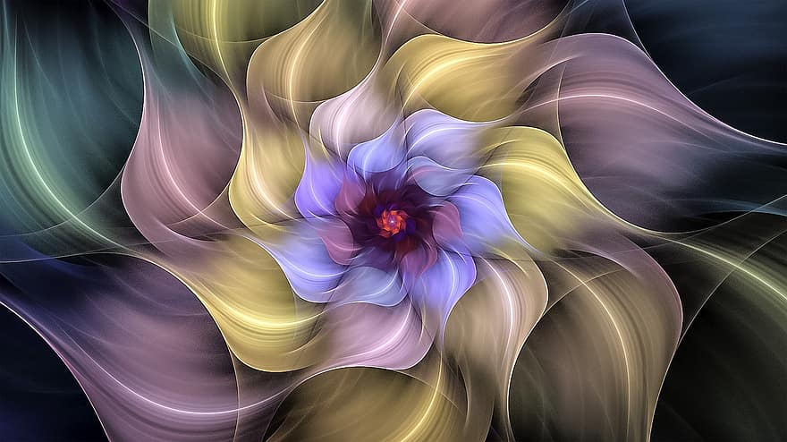 fraktal, bunga, kelopak, penuh warna, abstrak