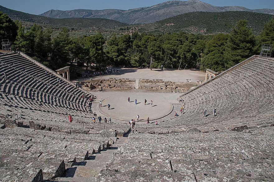 Grieķija, teātris, parādīt, epidaurus, vecā drupas, arheoloģija, slavenā vieta, skatuves teātris, arhitektūra, tūrismu, ceļot
