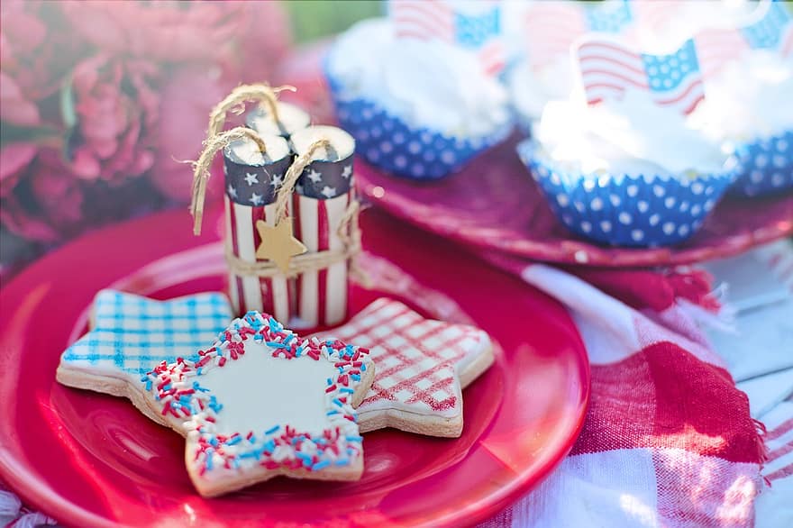 čtvrtého července, 4.července, vlastenecký, piknik, americký, americana, cookies