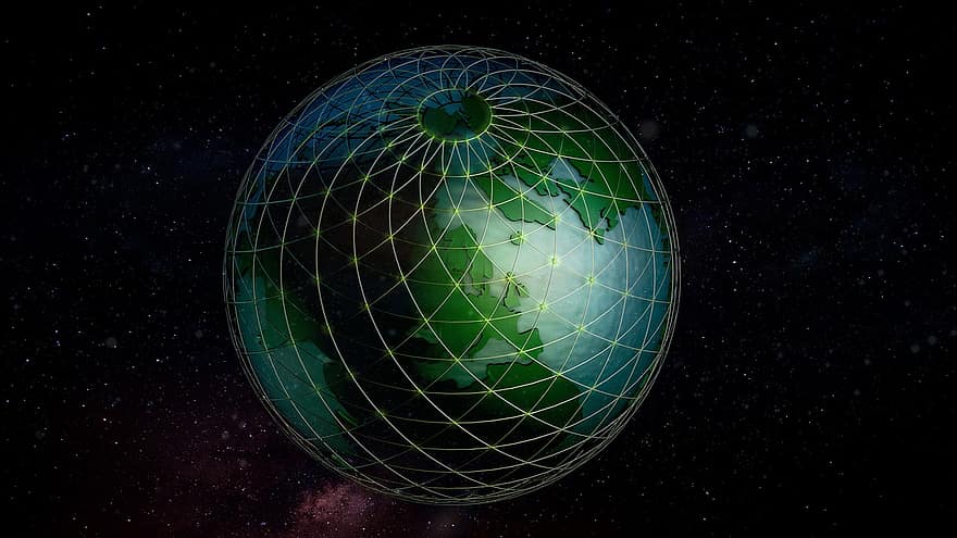Gitterkugel, Globus, Erde, Planet, Triangulation, Vermessung, Netz, Glashaus, Kosmos, Ball, Netzwerk