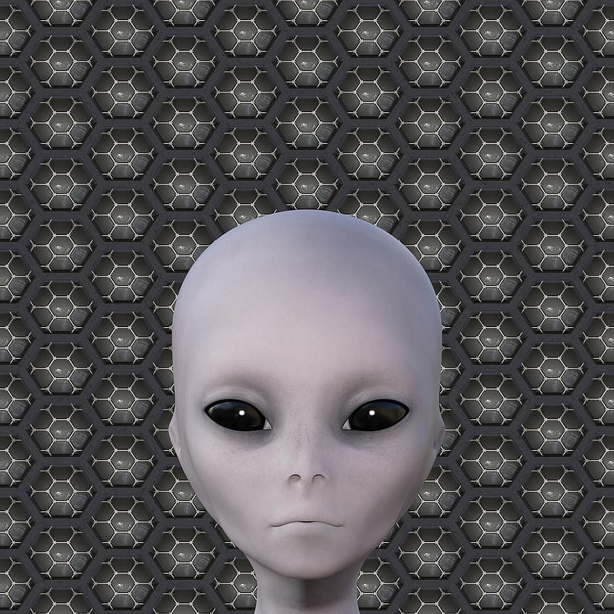 extraterrestre, et, ciberpunk, ciencia ficción, Renderizado 3d