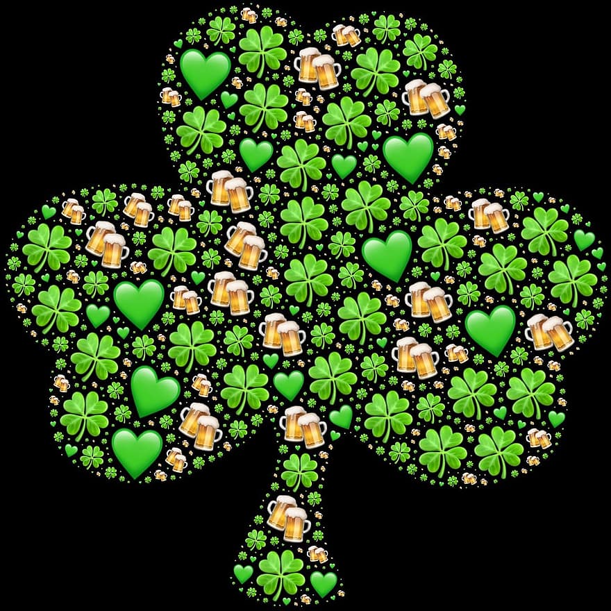 trevo, irlandês, Irlanda, verde, feriado, santo, símbolo, decoração, sorte, patrick, st
