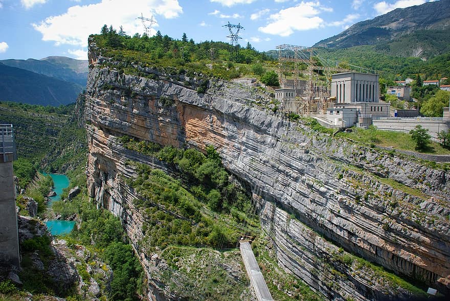 електростанція, гірський краєвид, геологія, скеля, краєвид, природи