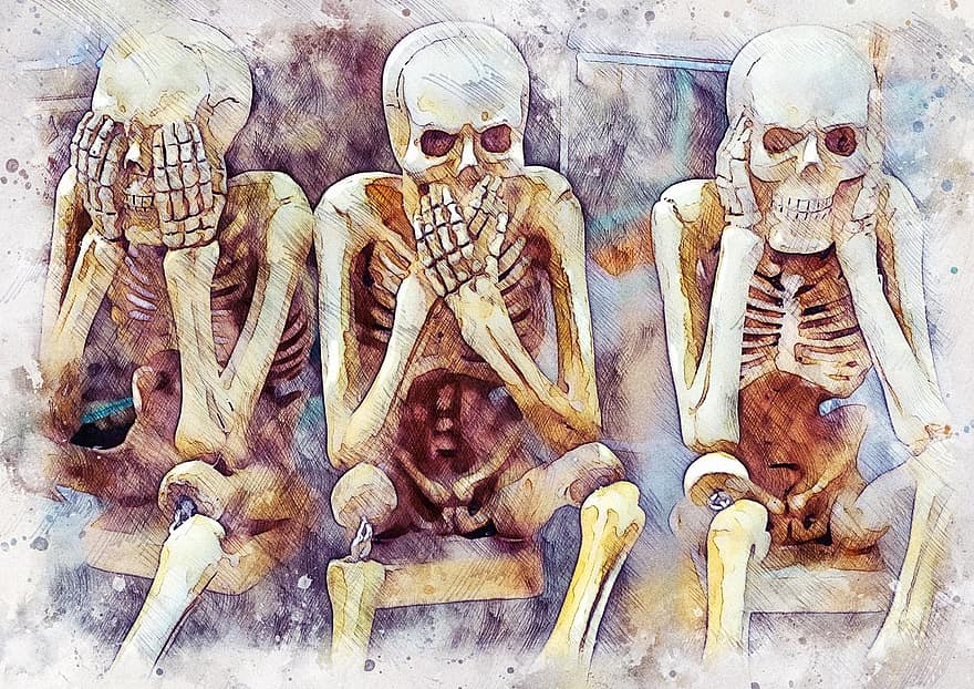 esqueletos, Víspera de Todos los Santos, cráneo, horripilante, horror, creatividad, esqueleto humano, ilustración, hueso humano, hombres, anatomía
