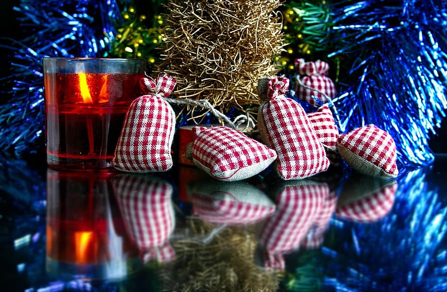 Navidad, regalos, vela, reflexión, decoraciones, decoración, Decoraciones de navidad, decoración navideña, vacaciones, temporada, decorativo