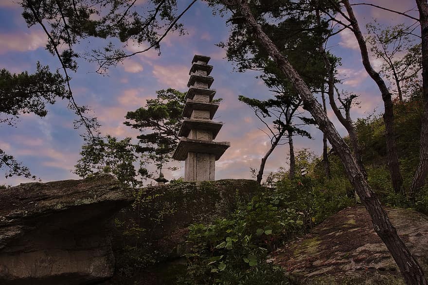Torre inclinada, parte superior, Unjusa, Hwasun, sección, arquitectura, destino turístico
