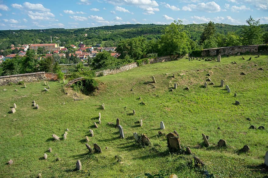 Republik Ceko, makam, pemakaman Yahudi, rumput, batu nisan