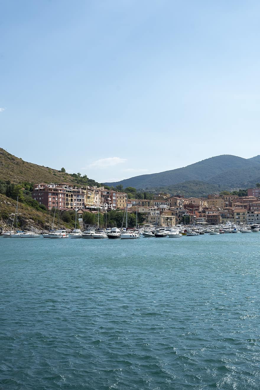 hav, tuscany, Italien, sjö, vatten, nautiska fartyget, sommar, kustlinje, resa, blå, semester