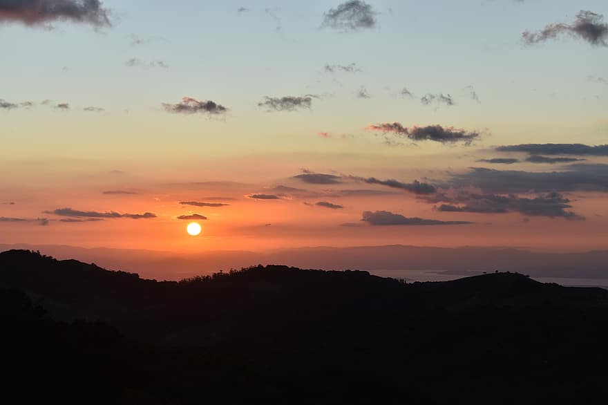 západ slunce, Příroda, Kostarika, monte verde, krajina, oceán, letní