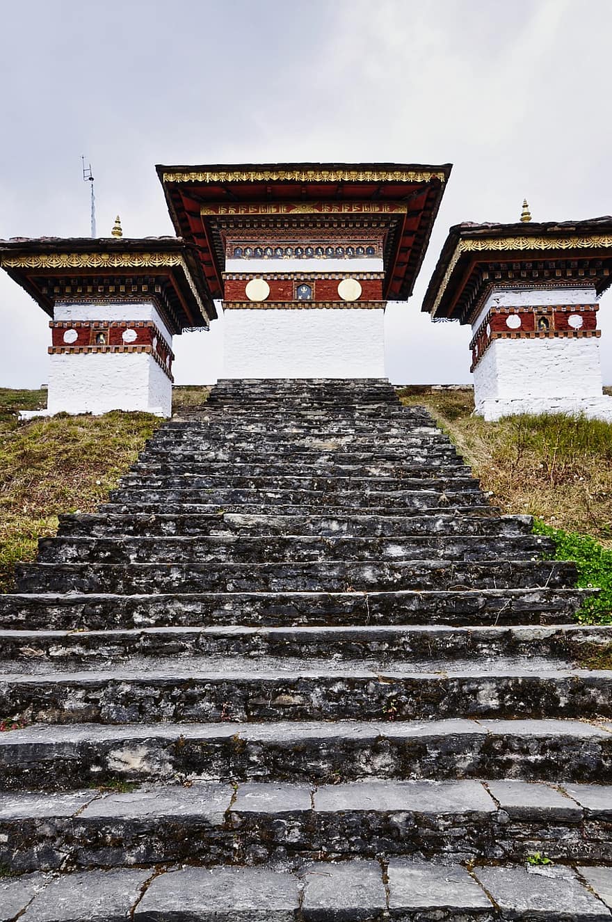 Druks Vangjals Čortens, Butāna, dochula iet, tūristu piesaiste, stupa, Āzija, ceļojuma galamērķi, budistu kultūra