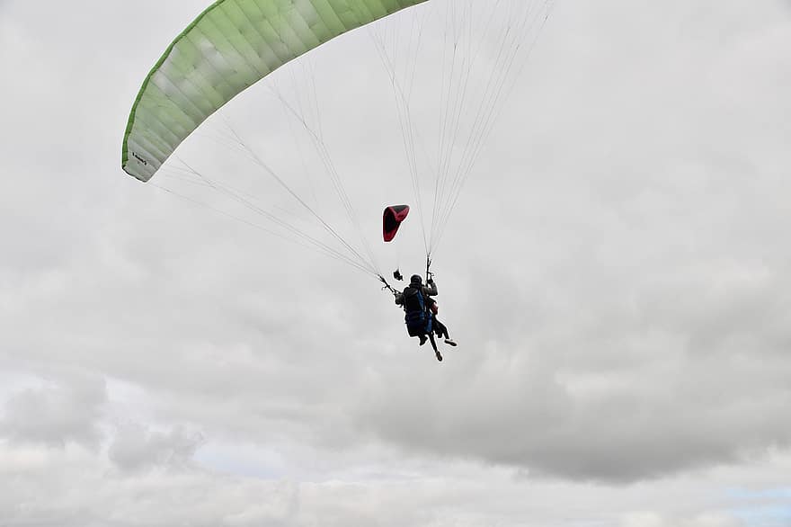 paragliding, paraglider, Hund overskyet, hobbyer, sport, sjovt, aktivitet, flyve, vinge