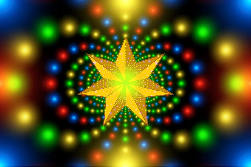 estrela de Natal, fractal, simetria, padronizar, abstrato, caos, caótico, Teoria do caos, computação gráfica, cor, colorida
