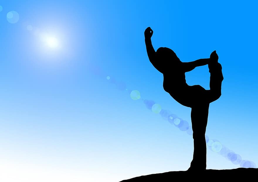 ioga, silueta, dona, relaxació, esportiu, meditació, inspiració, atmosfera, silenciós, descans, interior