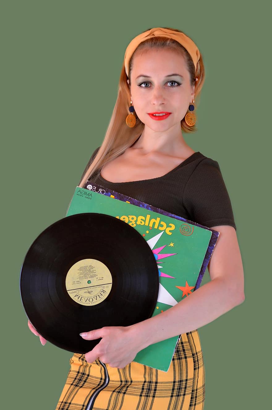 Woman, Record, Vinyl, Fashion, Music, Audio, Retro, Album, Sound, Entertainment, Style