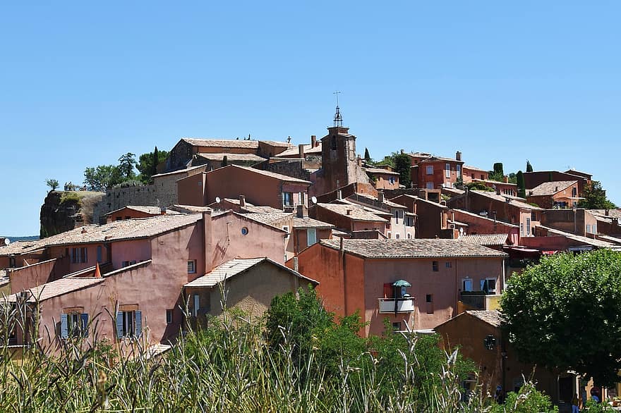landsby, provence, Frankrig, Roussillon