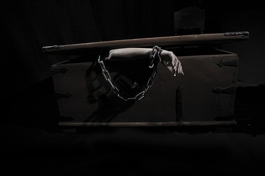 Arm, Coffin, Chain, Closed, Old, Rust, Lock
