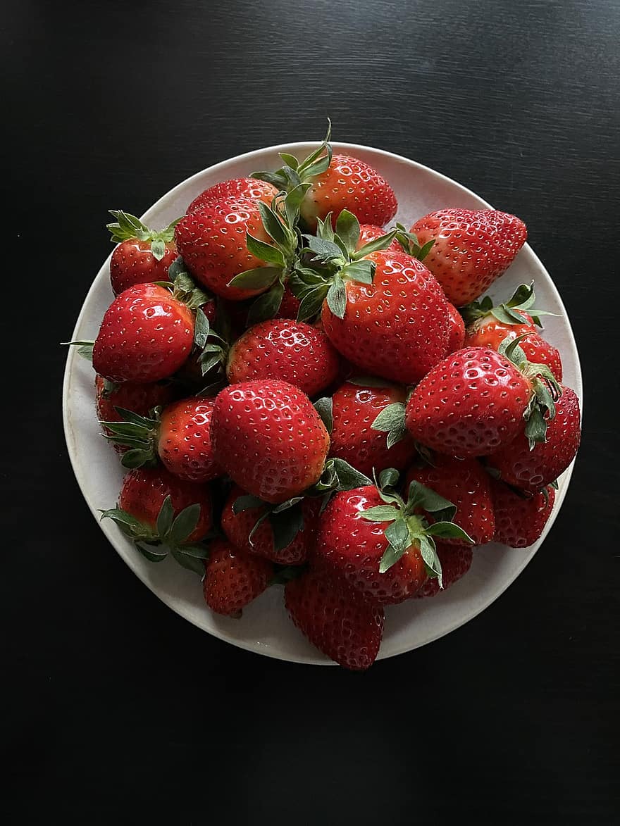 frukt, jordgubbe, organisk, mellanmål, hälsosam, vitamin, ljuv, bär, friskhet, mat, närbild
