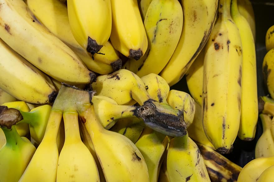 банани, жълт, плодове, прясно, продукция, жътва, органичен, пресни продукти, щанд за плодове, здрав, сладка