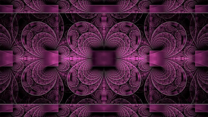 фрактал, пурпуровий, візерунок, геометрія, текстури