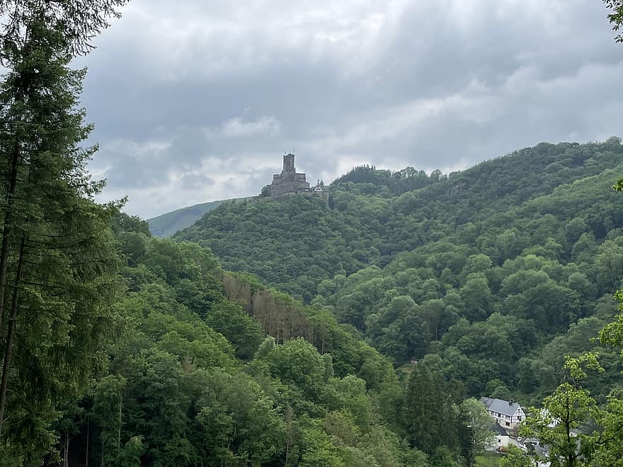 pilis, ehrenbürg, išlaikyti, brodenbach, Mosel, sugadinti, pastatas, riterio pilis, Viduramžiai, tvirtovė, dvigubas bokštas