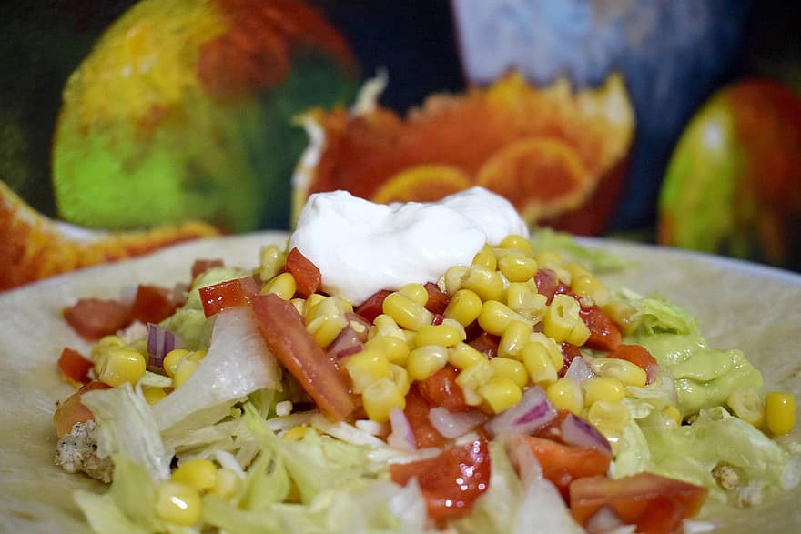 taco, élelmiszer, mexikói, tál, ínyenc, kukorica, tortilla, paradicsom, sajt, ebéd, vacsora