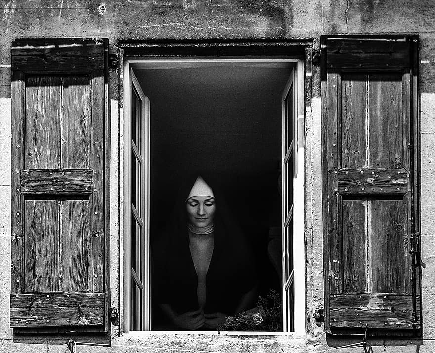 Wood, People, Window, Old, Wall, Portrait, Frame, House, One, Woman, Girl