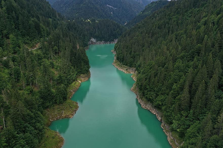 Fluss, Dolomiten, Italien, Wald, Ausflug, Bäume, Trekking, Wasser, Berg, Landschaft, grüne Farbe