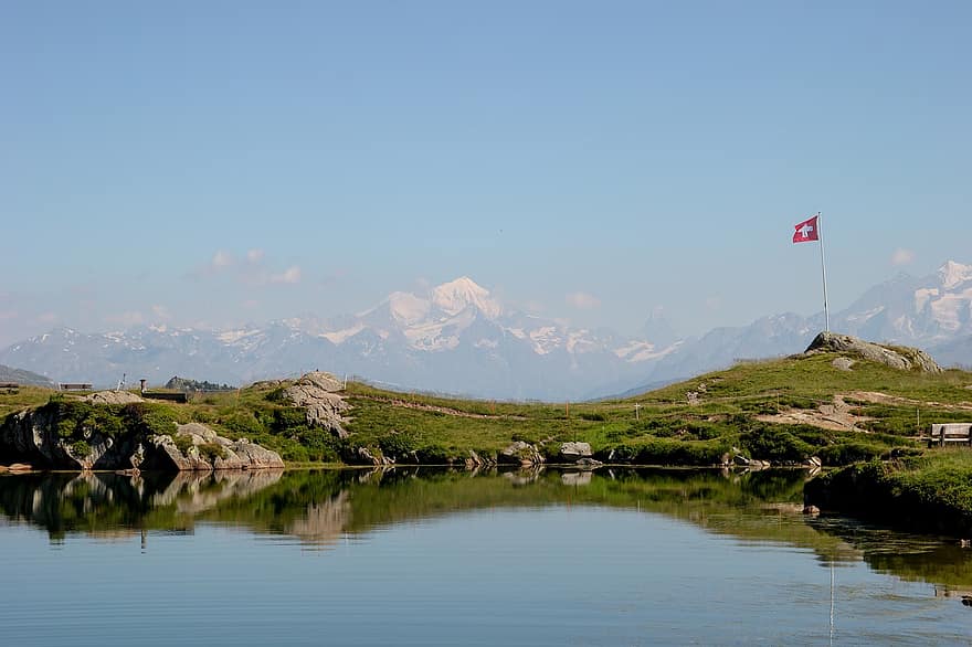 гірське озеро, Швейцарія, озеро, природний парк, сільській місцевості, води, відбиття води, гори, гірський хребет, декорації, природи