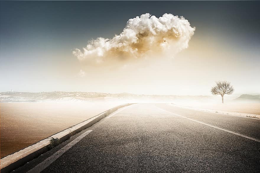 la carretera, Desierto, nubes, naturaleza, asfalto, cielo, calle, al aire libre, nube, paisaje, luz del sol