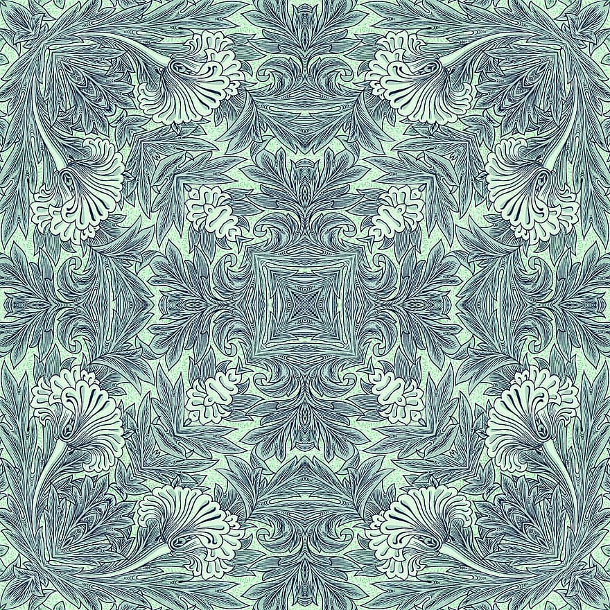 caleidoscopio, fondo floral, Fondo Rosace, patrón de azulejo