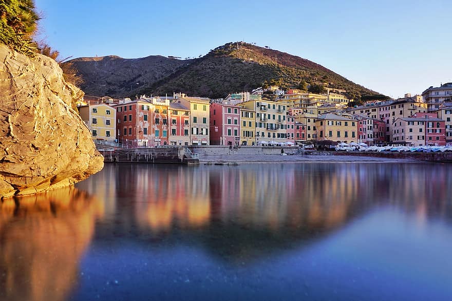сгради, природа, пътуване, проучване, вода, на открито, Италия, Лигурия, море, Генуа, брегова линия