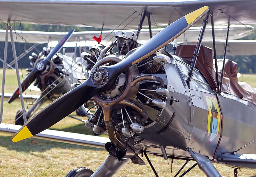 Focke Wulff, Fw 44, Stieglitz, Old Timer, vliegtuig, dubbeldekker, vliegend, propeller, propeller vliegtuig